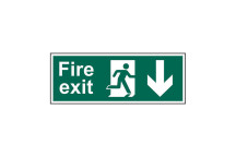 Signage Fire Exit Running Man Arrow Down Rigid 400 x 150mm*