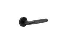 Door Handle Bari T-Bar Knurled Round Rose Lever Matt Black