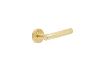 Door Handle Bari T-Bar Knurled Round Rose Lever Satin Brass