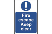 Signage Fire Escape Keep Clear Rigid 200 x 300mm*