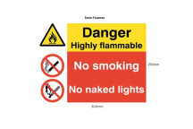 5mm Foamex Sign 300 x 250mm Danger Highly Flammable*