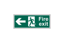 Signage Fire Exit Running Man Arrow Left Rigid 400 x 150mm*