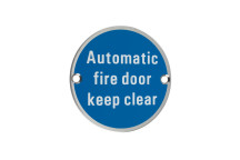 Signage Auto Fire Door Keep Clear Circ SSS 76mm*