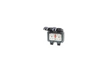 Waterproof IP66 Socket 2 Gang Inc RCD Grey*