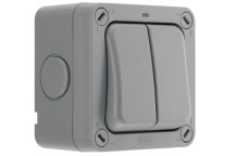 Waterproof IP66 Switch 2 Gang 2 Way Grey*