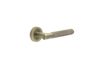 Door Handle Bari T-Bar Knurled Round Rose Lever Antique Brass