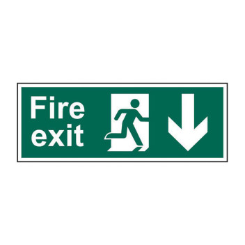 Signage Fire Exit Running Man Arrow Down Rigid 400 x 150mm*