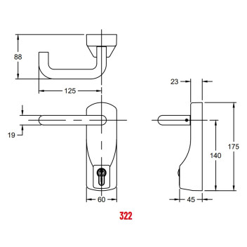 Exidor 322EC OAD With Lever And Euro Cylinder*