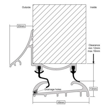 Threshold Rio Trimline Weatherbar Gold 1828mm*