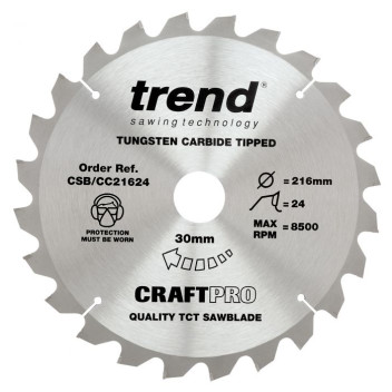 Trend CSB/CC21624 Craft Saw Blade Cross Cut 216 x 24T x 30mm Bore*