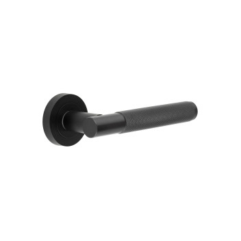 Door Handle Bari T-Bar Knurled Round Rose Lever Matt Black