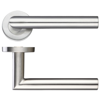 Door Handle Mitred Lever Push On Rose SSS*