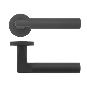 Door Handle Stanza Milan Lever On Rose Matt Black*