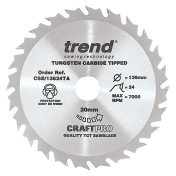 Trend CSB/13624TA Craft Saw Blade 136 x 24T x 20mm Bore*