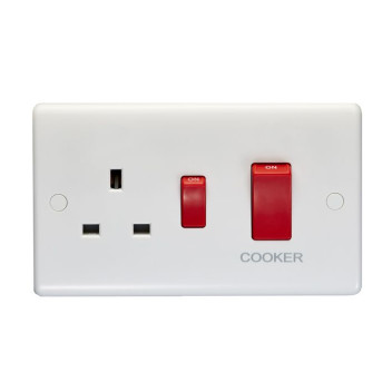 Double Pole Switch 45A with 13A Switched Socket White*