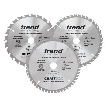 Trend CSB/165/3PK/B Craft Saw Blade 165 x 20mm Bore (3)*