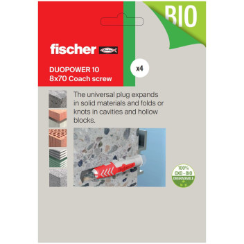 Fischer Fix Set M8 x 70mm Coachscew (4)*