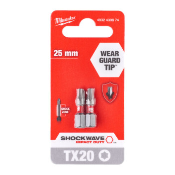 Milwaukee Shockwave TX20 Bit 25mm Pack 2*