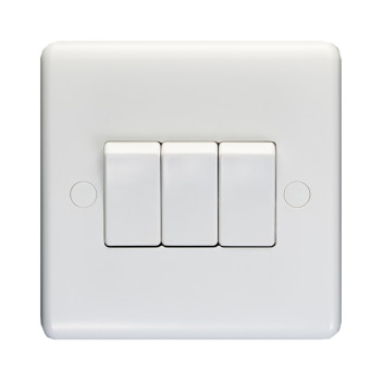 Switch 10A 3 Gang 2 Way White*