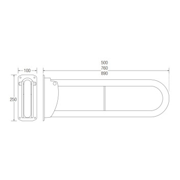 Support Rail Hinged White Steel 750mm*