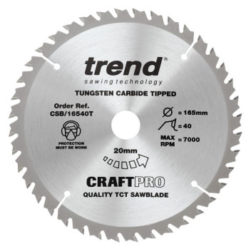 Trend CSB/16540T Craft Saw Blade 165 x 40T x 20mm Bore Thin*