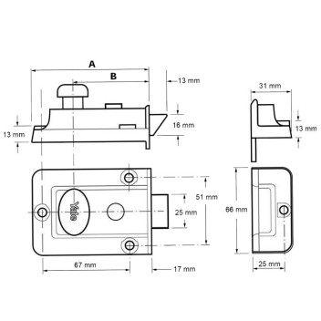 Yale 77 Traditional Nightlatch PB 60mm*