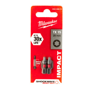 Milwaukee Shockwave TX15 Bit 25mm Pack 2*