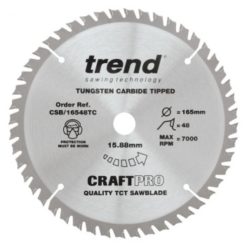 Trend CSB/16548TC Craft Saw Blade 165 x 48 T x 15.88 Bore Thin*