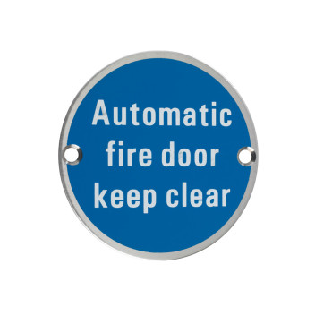 Signage Auto Fire Door Keep Clear Circ SSS 76mm*