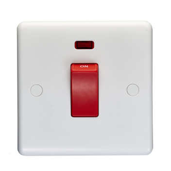 Cooker Switch DP 1 Gang 45a With Neon White*