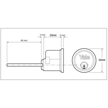 Yale 1109 Replacement Rim Cylinder 2 Keys PB*