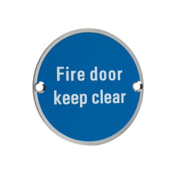 Signage Fire Door Keep Clear Circ SSS 76mm*