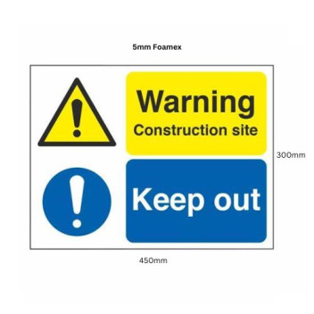 5mm Foamex Sign 450 x 300mm Warning Keep Out*