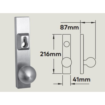 Dorma 9000 Series Zk Lockable Knob Trim Sss*