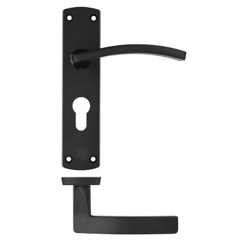 Door Handle Toledo Lever On Plate Euro Lock Matt Black*