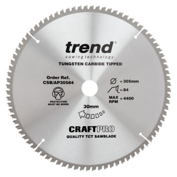 Trend CSB/AP30584 Craft Saw Blade Alu/Plastic 305 x 84T x 30mm Bore*