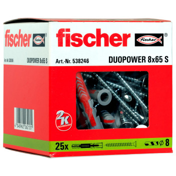 Fischer Duopower M8 X 65mm S Plug + Screw (25)*