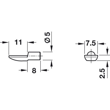 Shelf Support Stud Plug in NP 5mm*