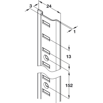 Bookcase Strip Raised Zinc Plated 1829mm*