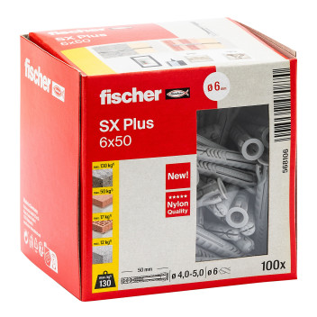 Fischer SX Plus Nylon Plug 6mm x 50mm (100)*