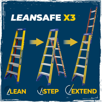 Werner LEANSAFE X3 Fibreglass Combination Stepladder Step/Ext 6T*