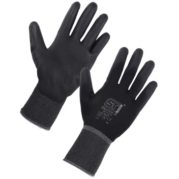 Essential Black Pu Palm Gloves Size 7 / S*